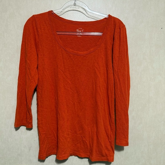 J Crew Orange 3/4 Sleeve Scoop Neck Painter T Shirt - Picture 1 of 4